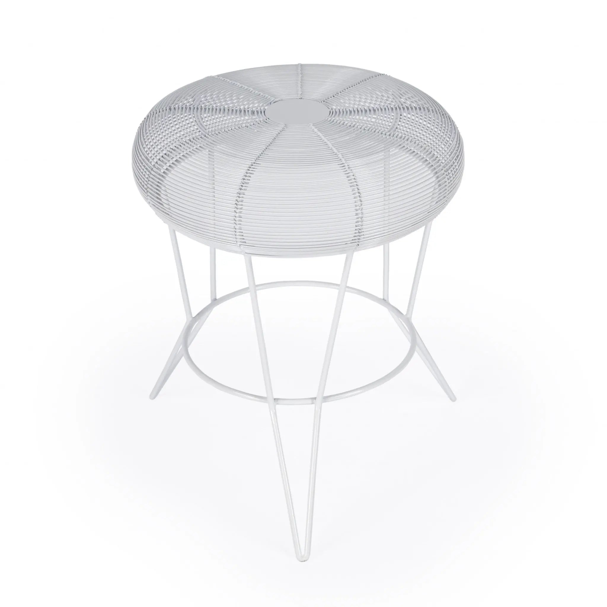 18" White Wire Round top End Table Homeroots Living Room