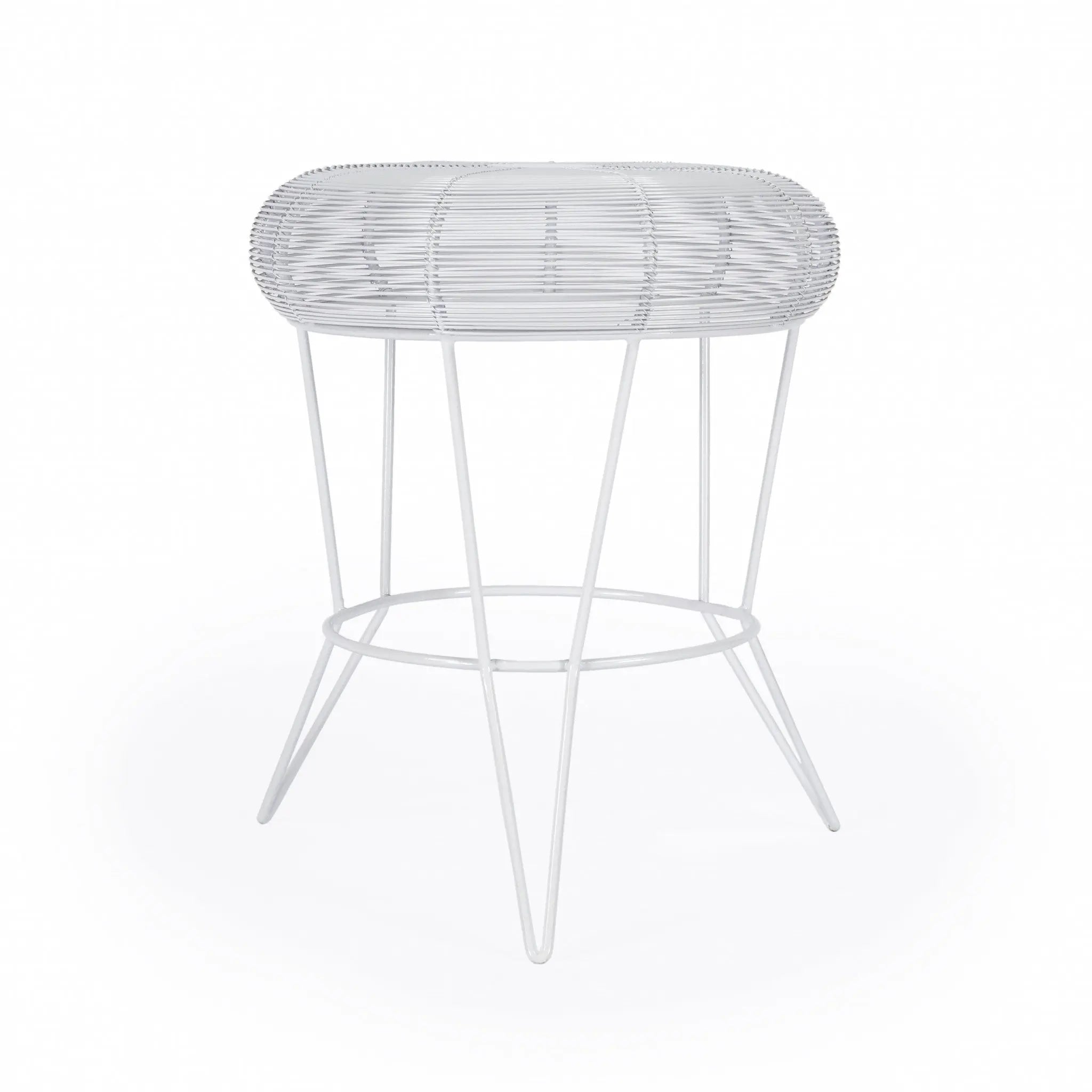 18" White Wire Round top End Table Homeroots Living Room