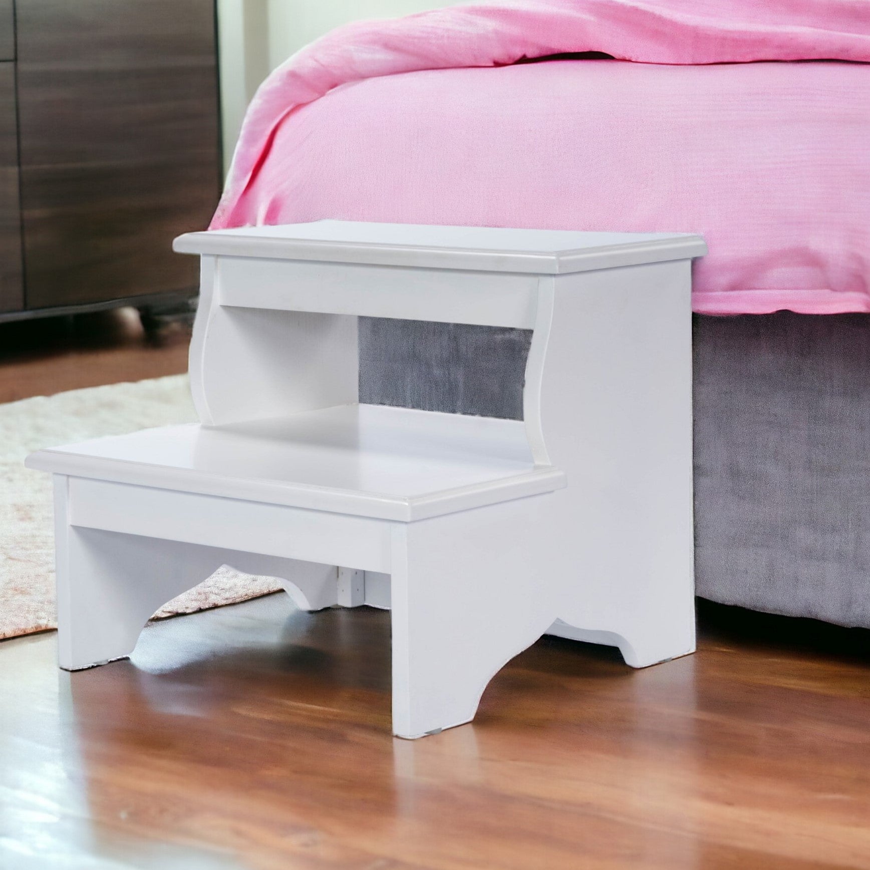 18" White Wood Footstool - GreatEagleInc