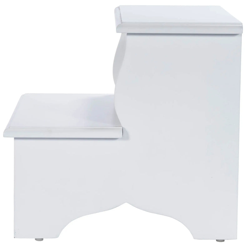 18" White Wood Footstool - GreatEagleInc