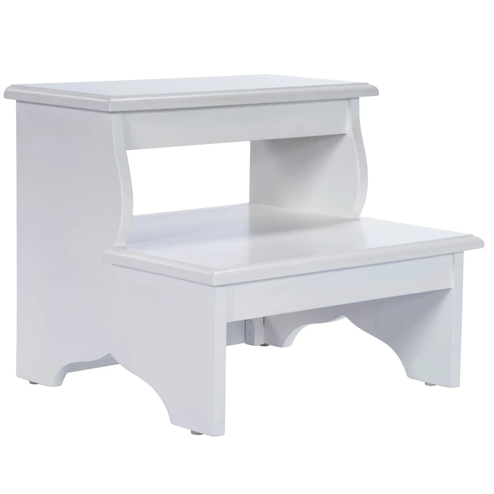 18" White Wood Footstool - GreatEagleInc