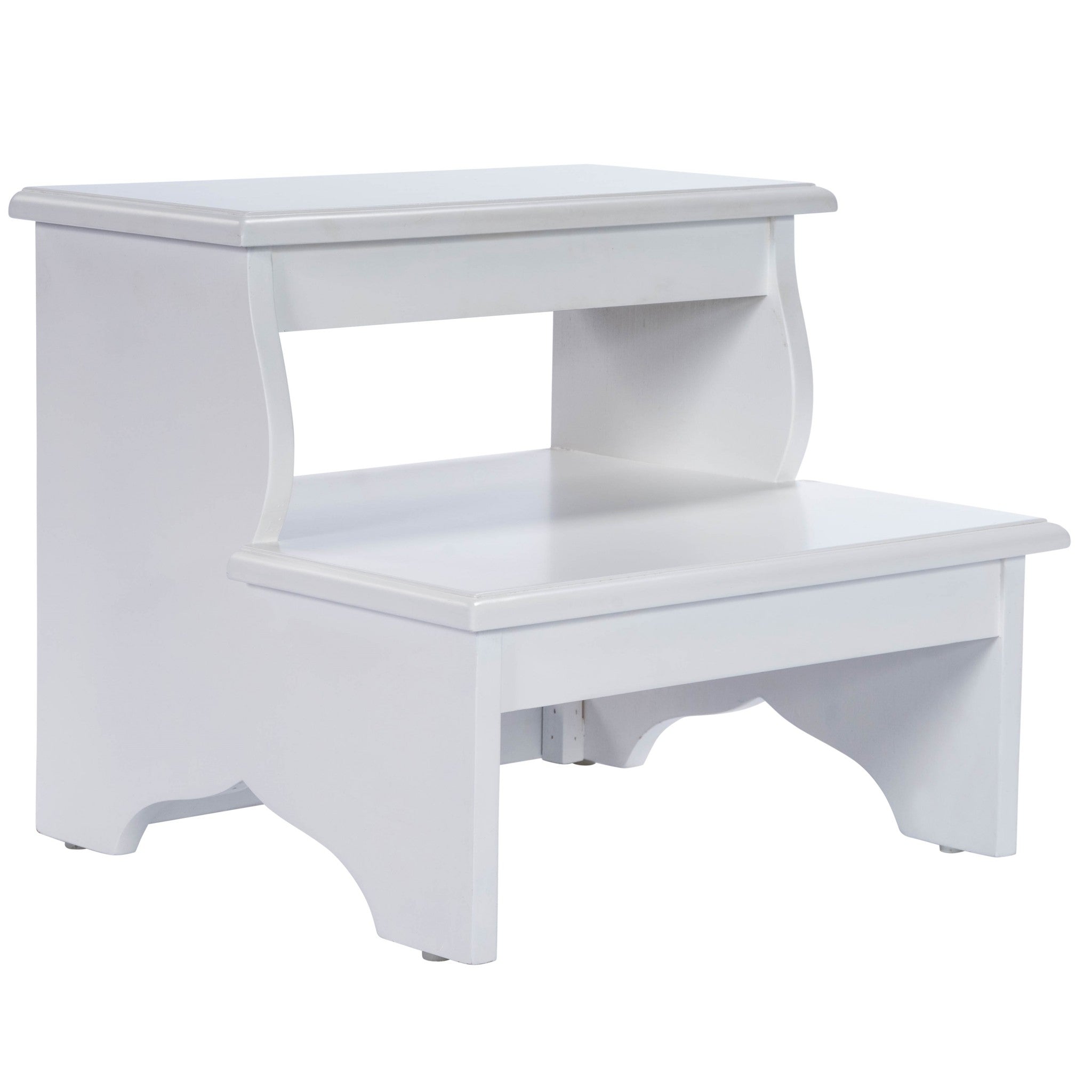 18" White Wood Footstool - GreatEagleInc