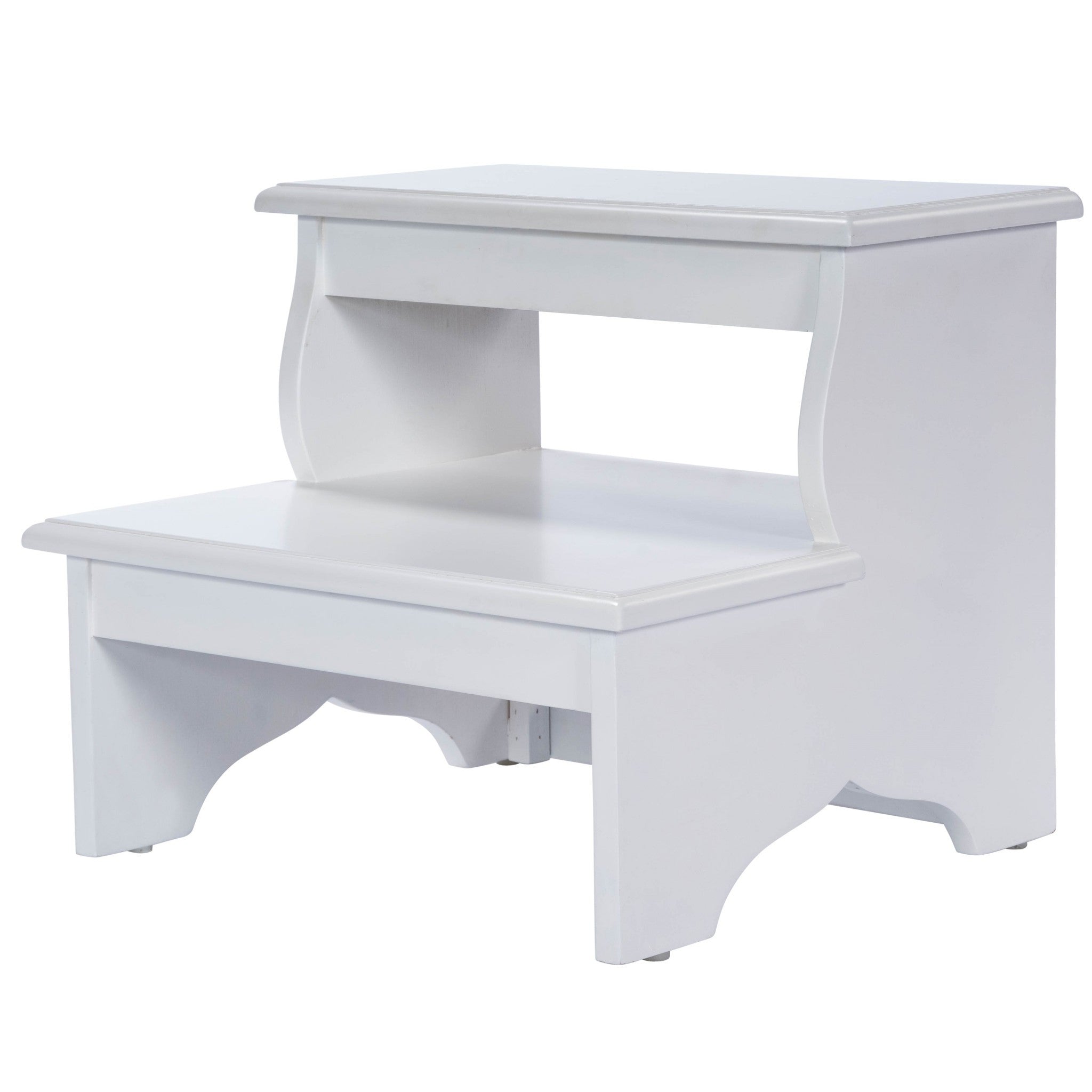 18" White Wood Footstool - GreatEagleInc