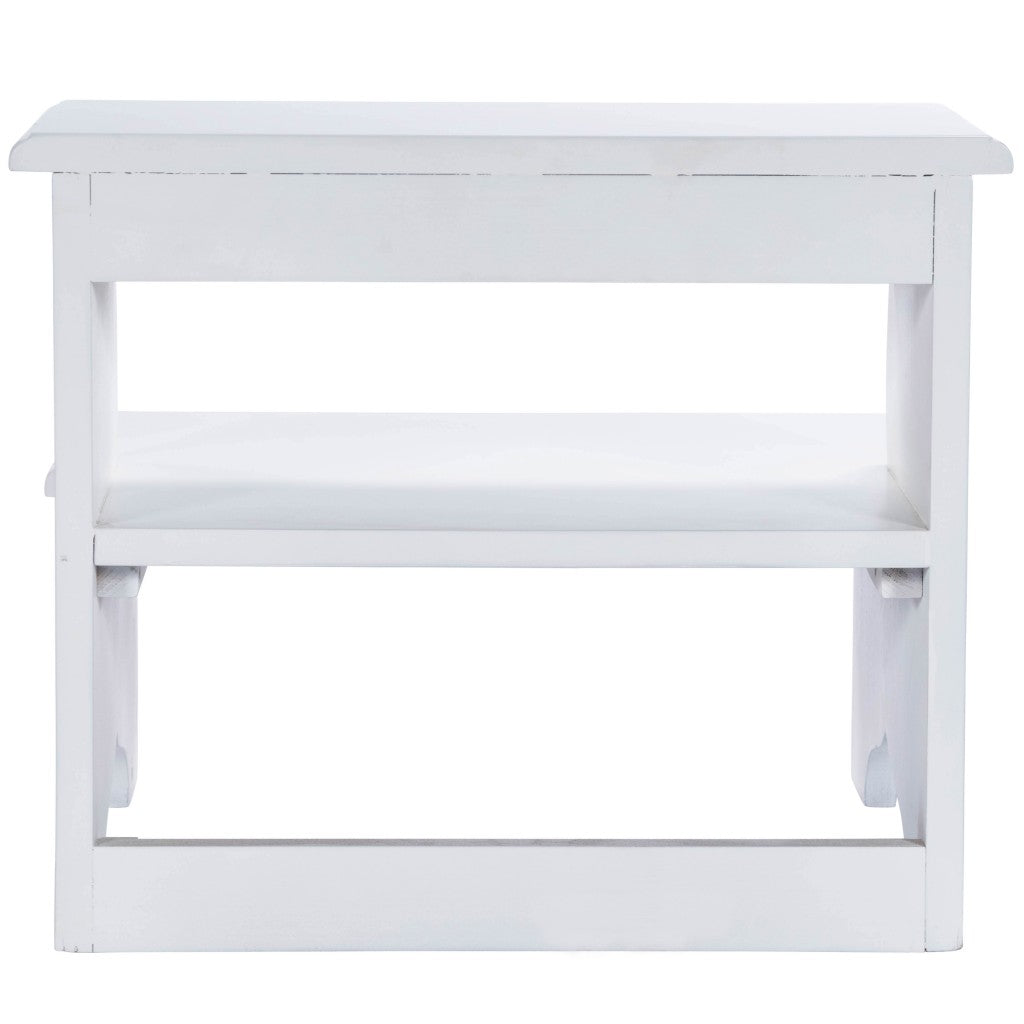18" White Wood Footstool - GreatEagleInc