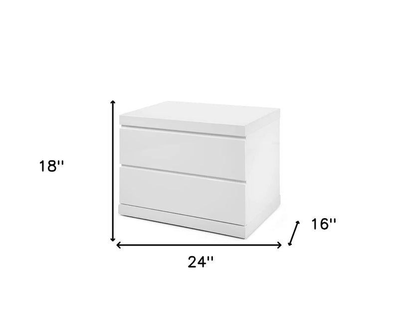 18" White Wood Two Drawer Nightstand Homeroots Bed & Bath