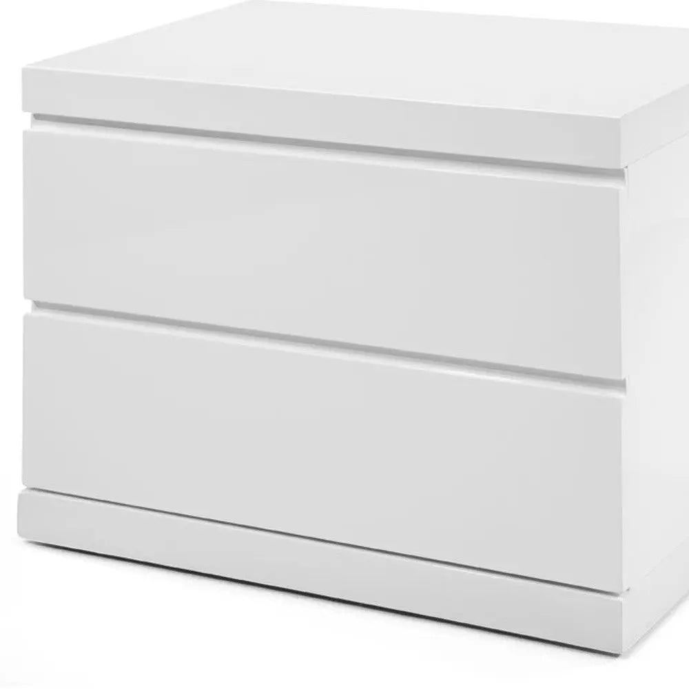 18" White Wood Two Drawer Nightstand Homeroots Bed & Bath