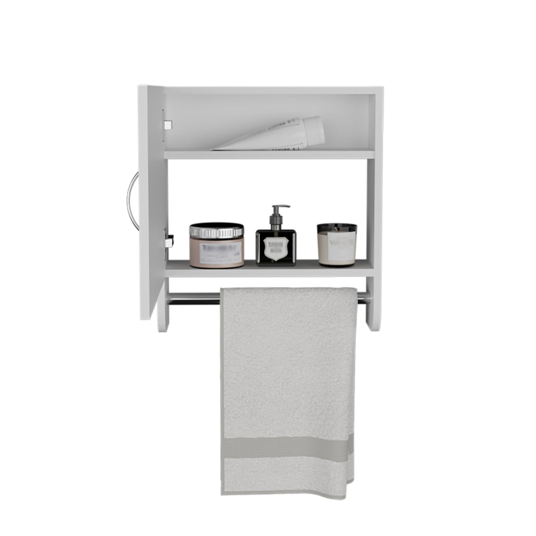 18" White Wood, Metal Floating Bathroom Vanity And Medicine Cabinet With Mirror - GreatEagleInc