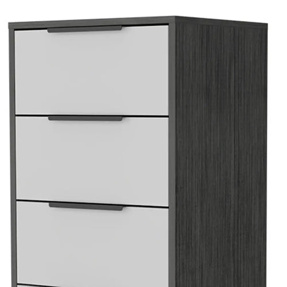 18" White and Gray Five Drawer Standard Chest Homeroots Bed & Bath