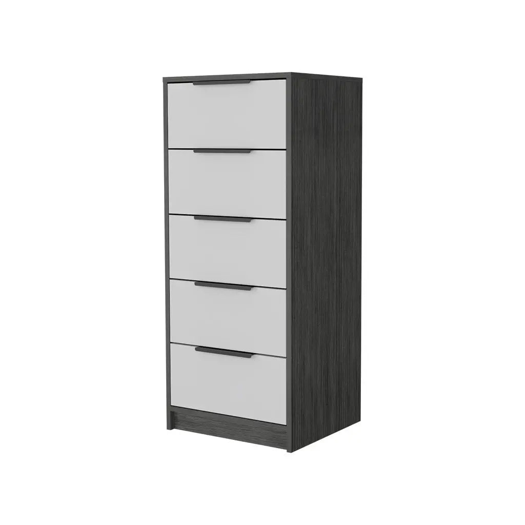18" White and Gray Five Drawer Standard Chest Homeroots Bed & Bath