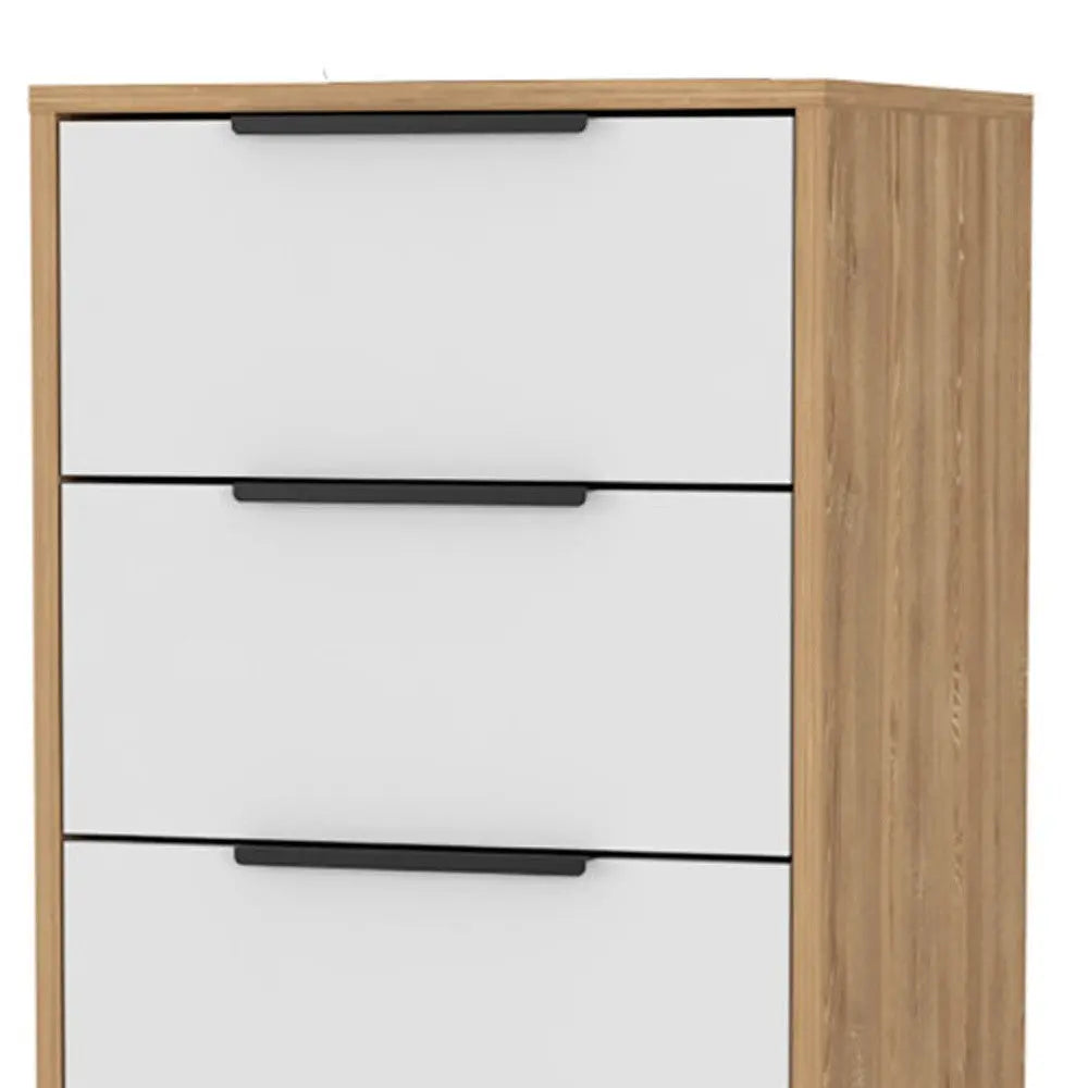 18" White and Natural Five Drawer Standard Chest Homeroots Bed & Bath