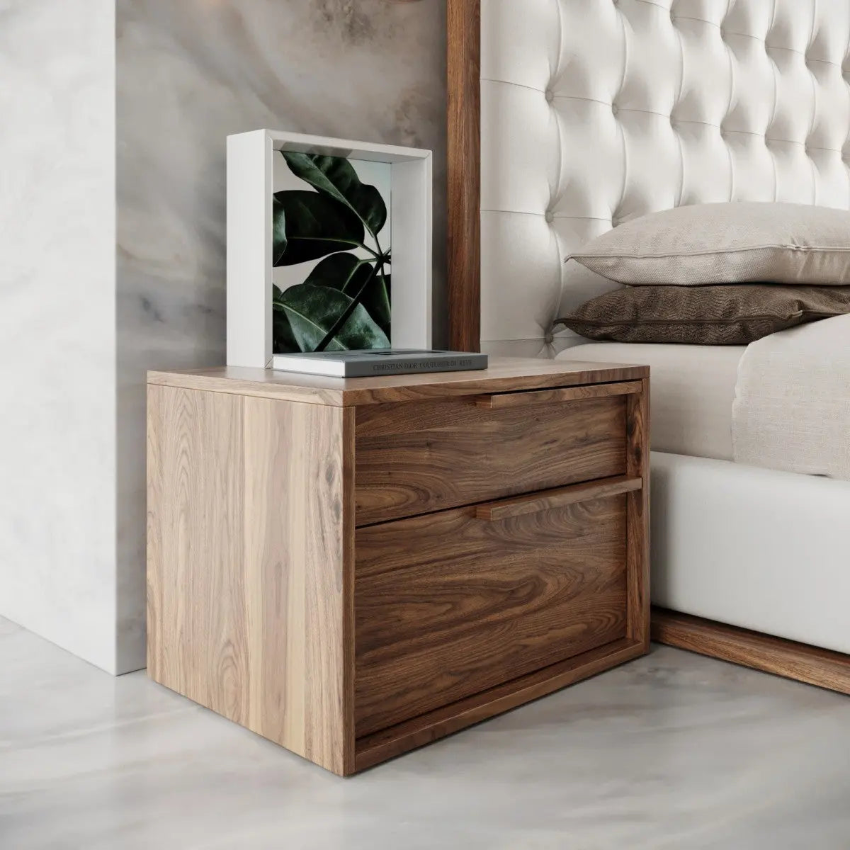 18" Wood Two Drawer Nightstand Homeroots Bed & Bath