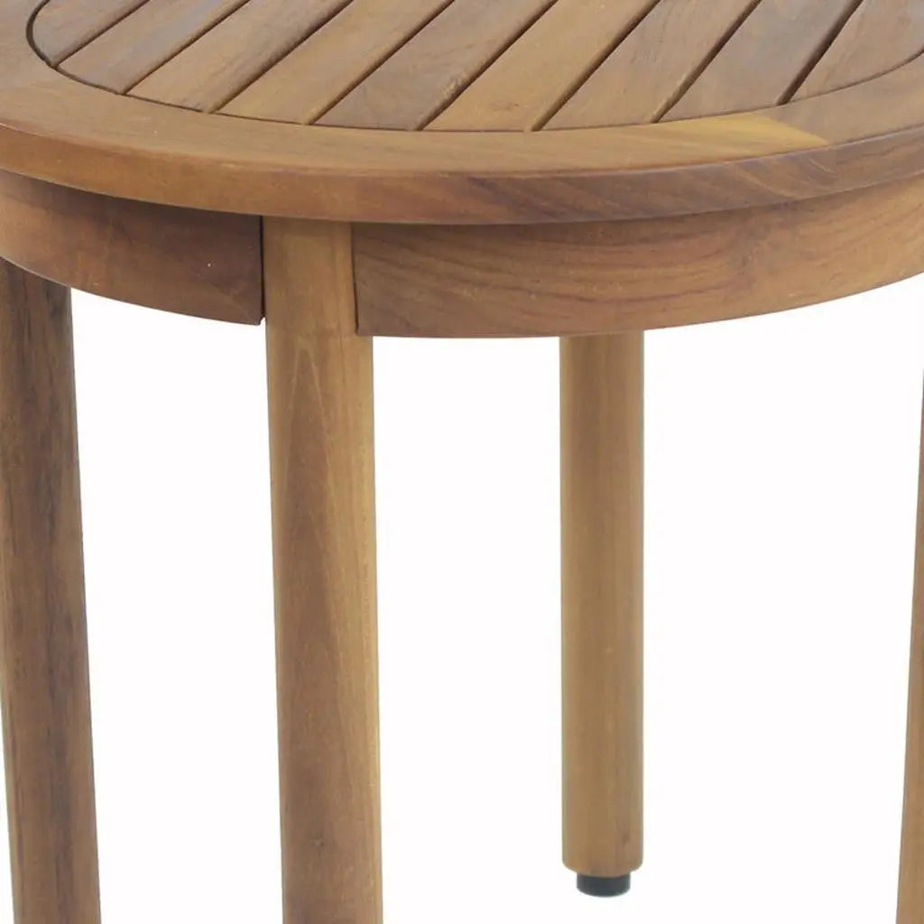 18" X 18" Brown Teak Circular Shower Bench Homeroots Bed & Bath
