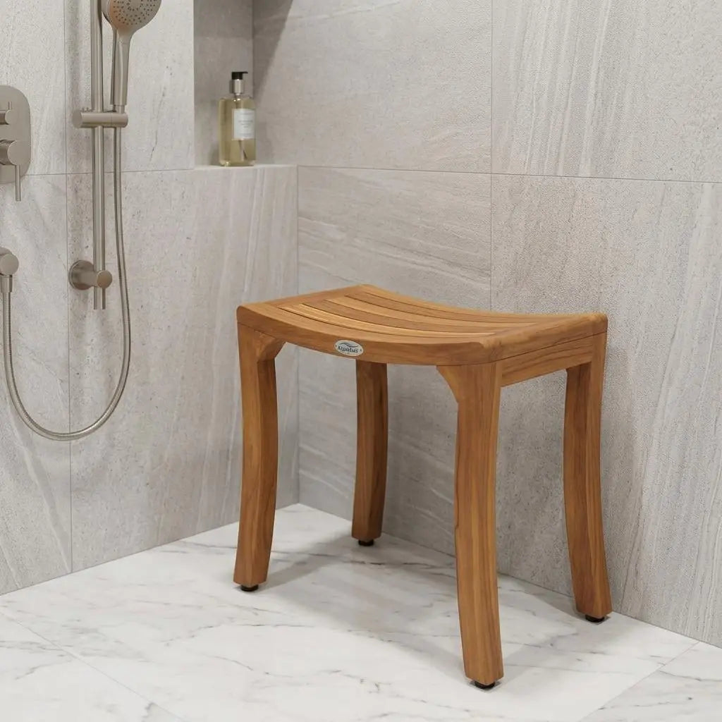 18" X 18" Brown Teak Rectangular Shower Bench Homeroots Bed & Bath