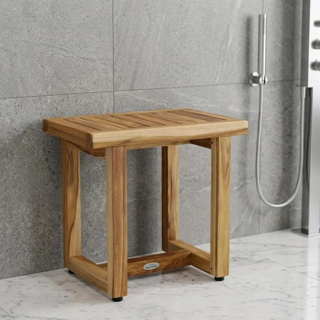 18" X 18" Brown Teak Rectangular Shower Bench Homeroots Bed & Bath