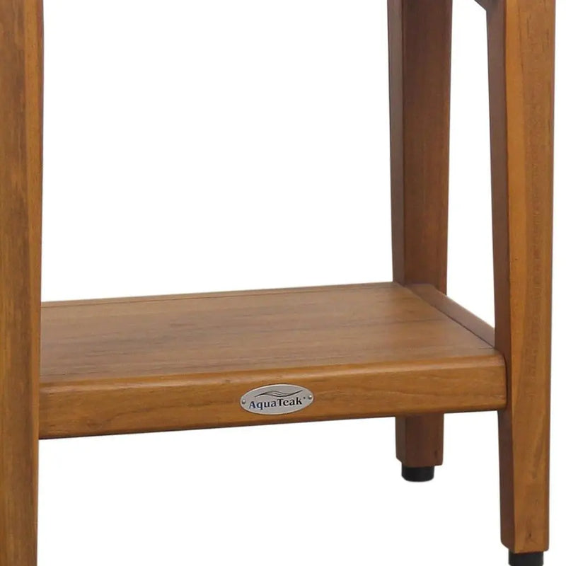 18" X 18" Brown Teak Rectangular Shower Bench With Shelf Homeroots Bed & Bath
