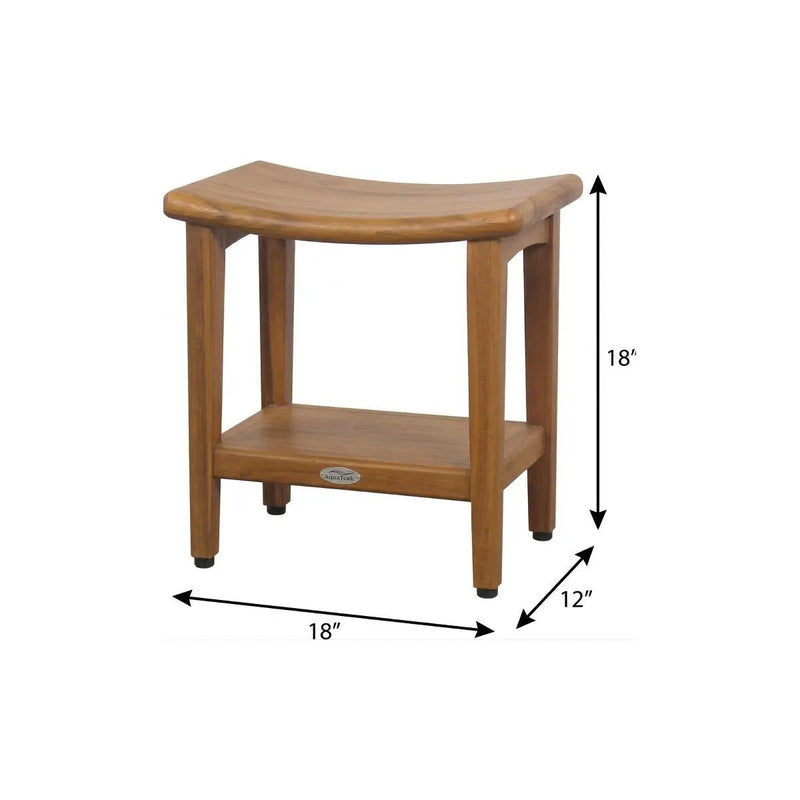 18" X 18" Brown Teak Rectangular Shower Bench With Shelf Homeroots Bed & Bath