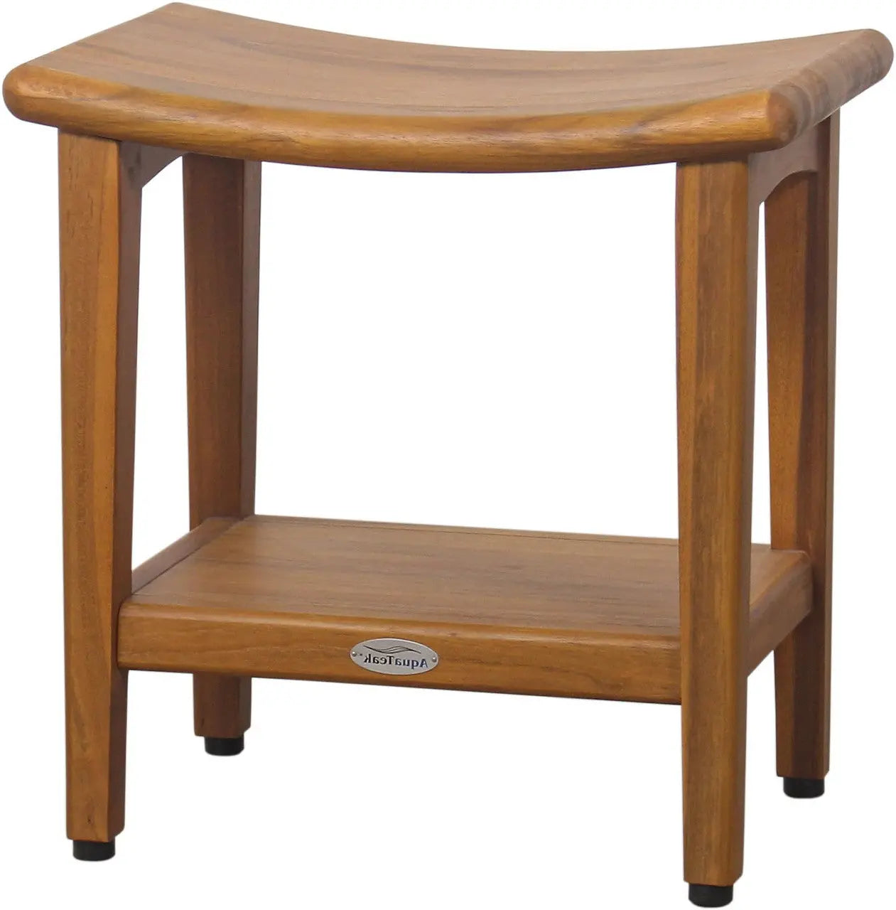 18" X 18" Brown Teak Rectangular Shower Bench With Shelf Homeroots Bed & Bath