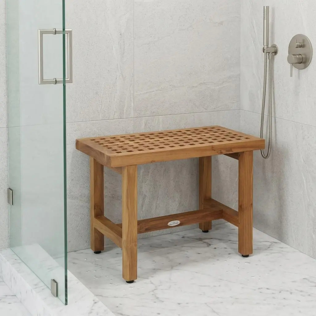 18" X 24" Brown Teak Rectangular Shower Bench Homeroots Bed & Bath