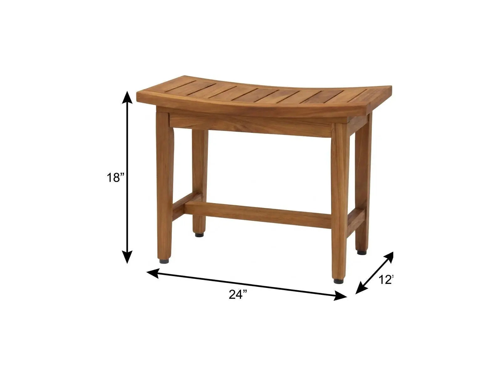 18" X 24" Brown Teak Rectangular Shower Bench Homeroots Bed & Bath