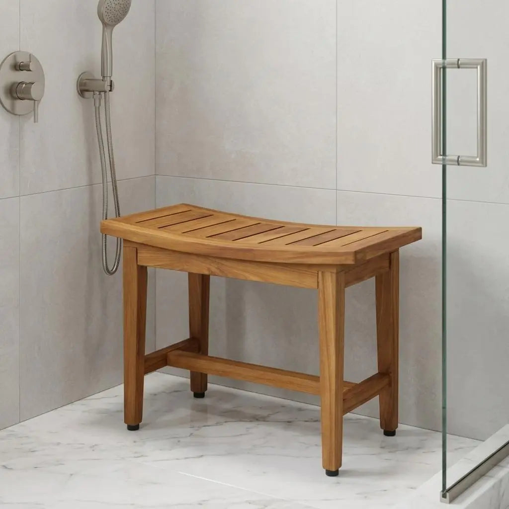 18" X 24" Brown Teak Rectangular Shower Bench Homeroots Bed & Bath