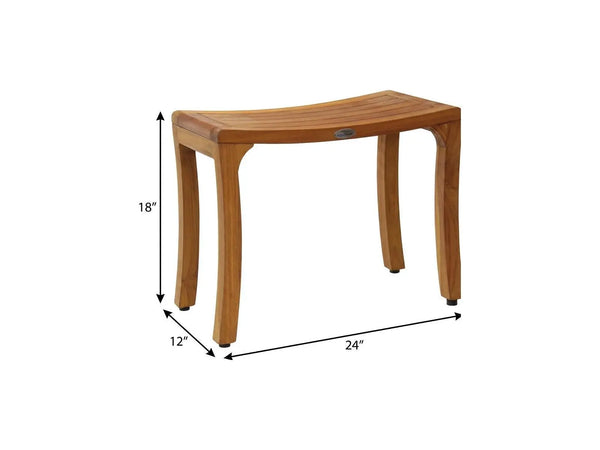 18" X 24" Brown Teak Rectangular Shower Bench Homeroots Bed & Bath