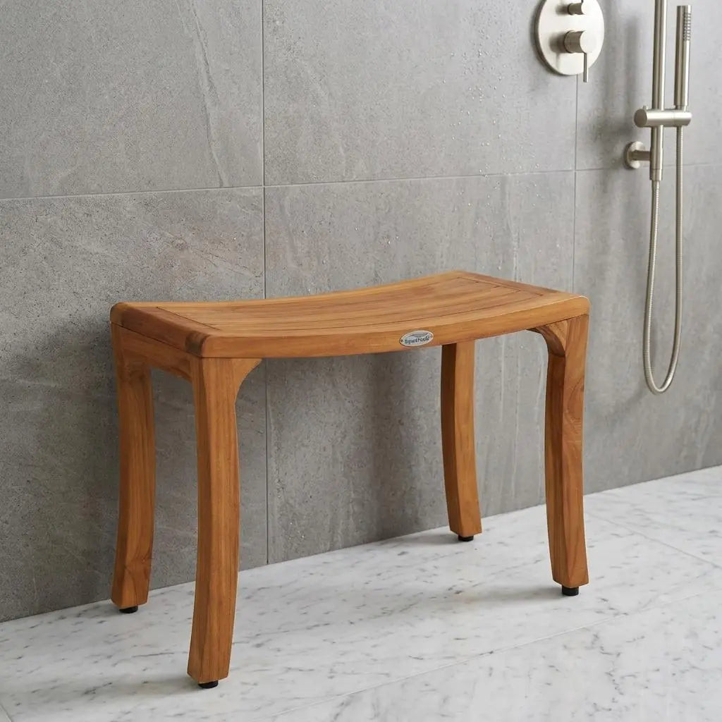 18" X 24" Brown Teak Rectangular Shower Bench Homeroots Bed & Bath