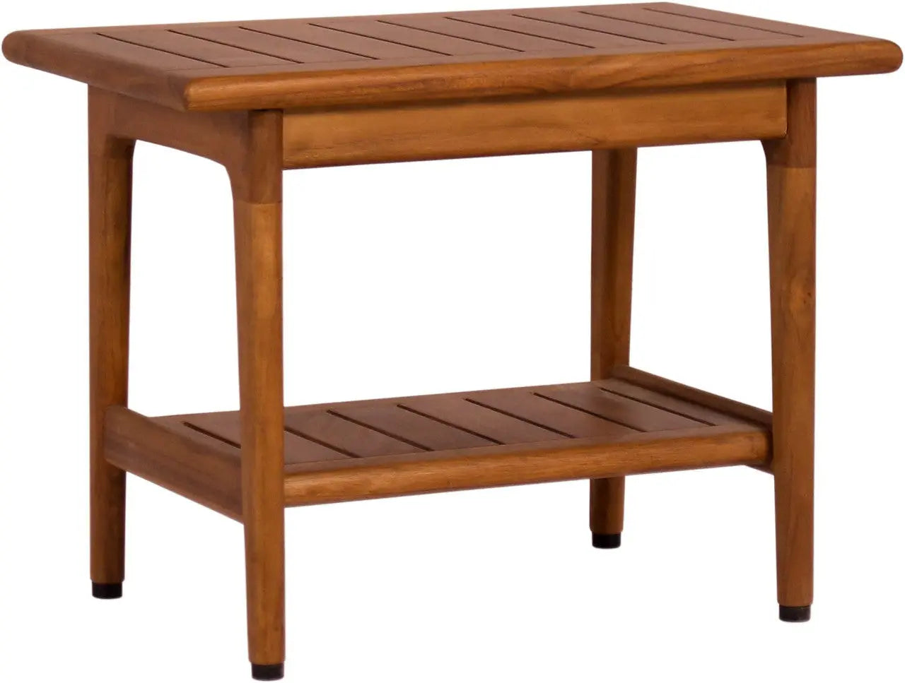18" X 24" Brown Teak Rectangular Shower Bench With Shelf Homeroots Bed & Bath