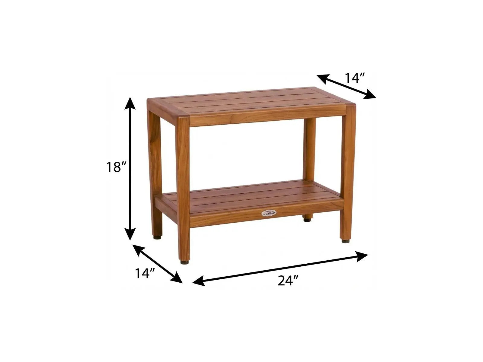 18" X 24" Brown Teak Rectangular Shower Bench With Shelf Homeroots Bed & Bath
