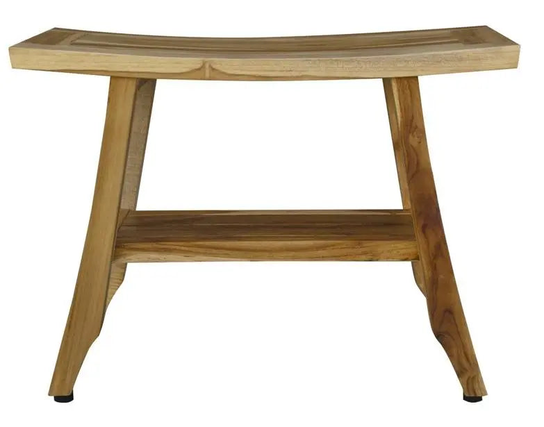 18" X 24" Natural Teak Rectangular Shower Bench With Shelf Homeroots Bed & Bath