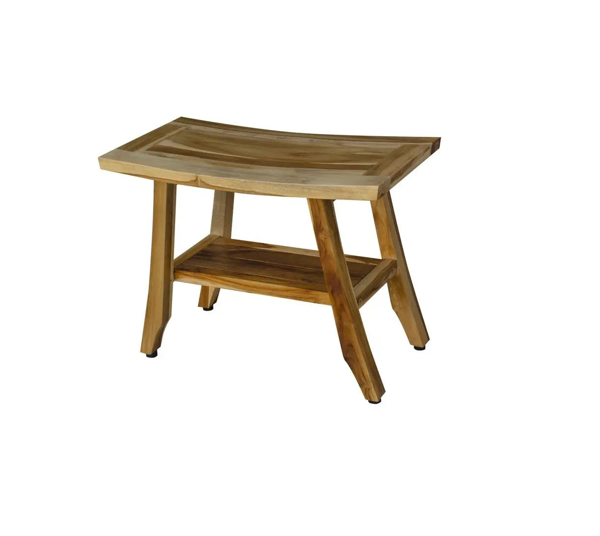 18" X 24" Natural Teak Rectangular Shower Bench With Shelf Homeroots Bed & Bath