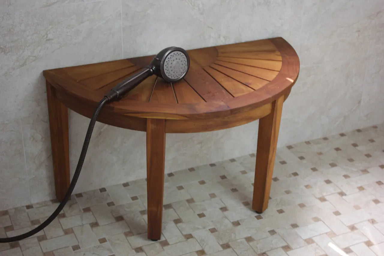 18" X 32" Brown Teak Rectangular Shower Bench Homeroots Bed & Bath
