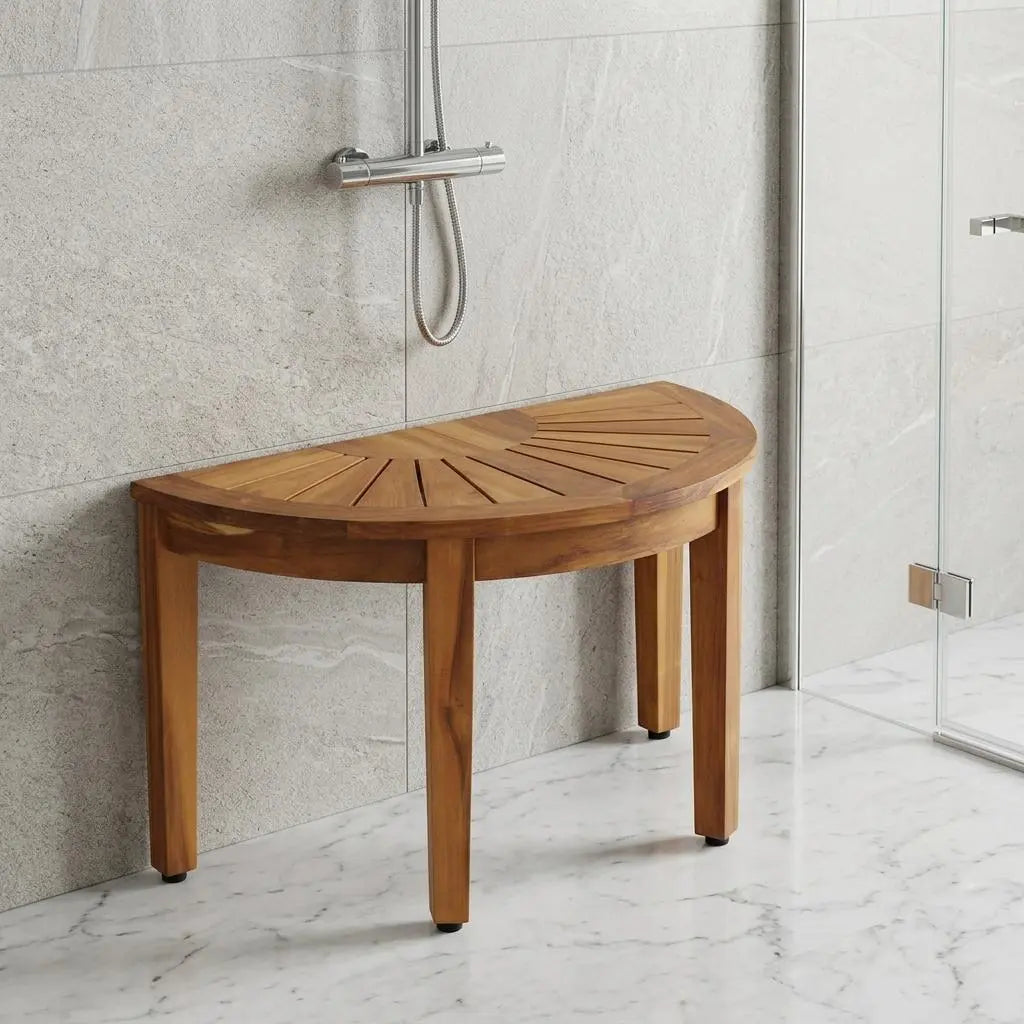 18" X 32" Brown Teak Rectangular Shower Bench Homeroots Bed & Bath