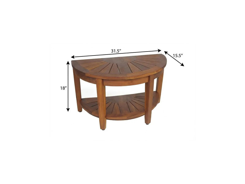 18" X 32" Brown Teak Rectangular Shower Bench With Shelf Homeroots Bed & Bath