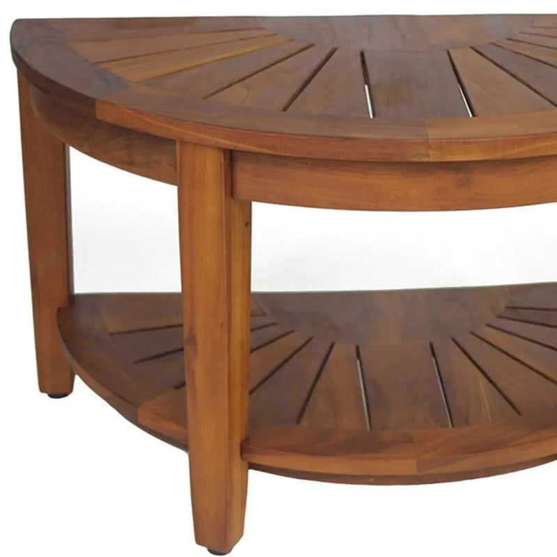 18" X 32" Brown Teak Rectangular Shower Bench With Shelf Homeroots Bed & Bath