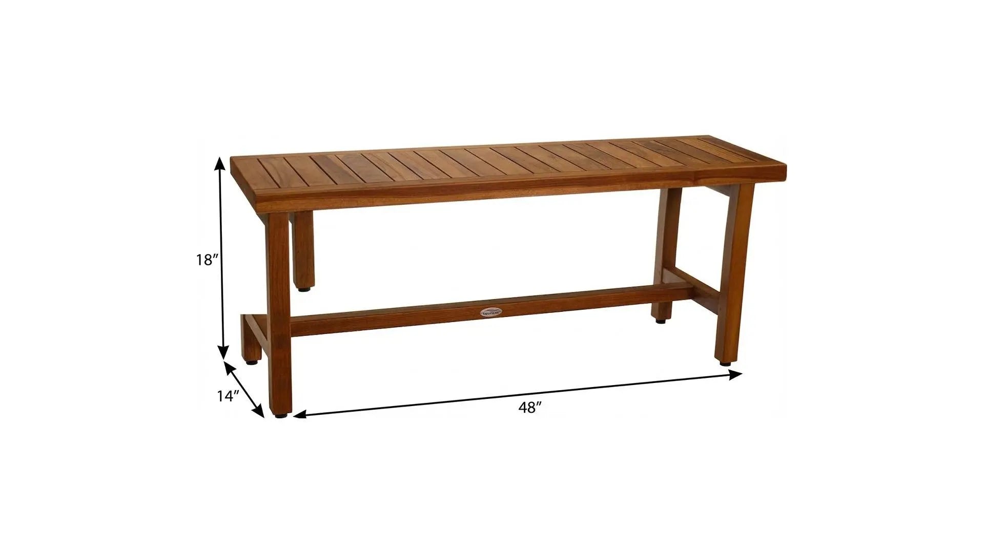 18" X 48" Brown Teak Rectangular Shower Bench Homeroots Bed & Bath
