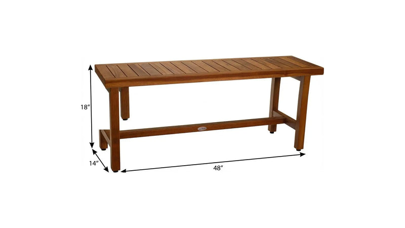 18" X 48" Brown Teak Rectangular Shower Bench Homeroots Bed & Bath