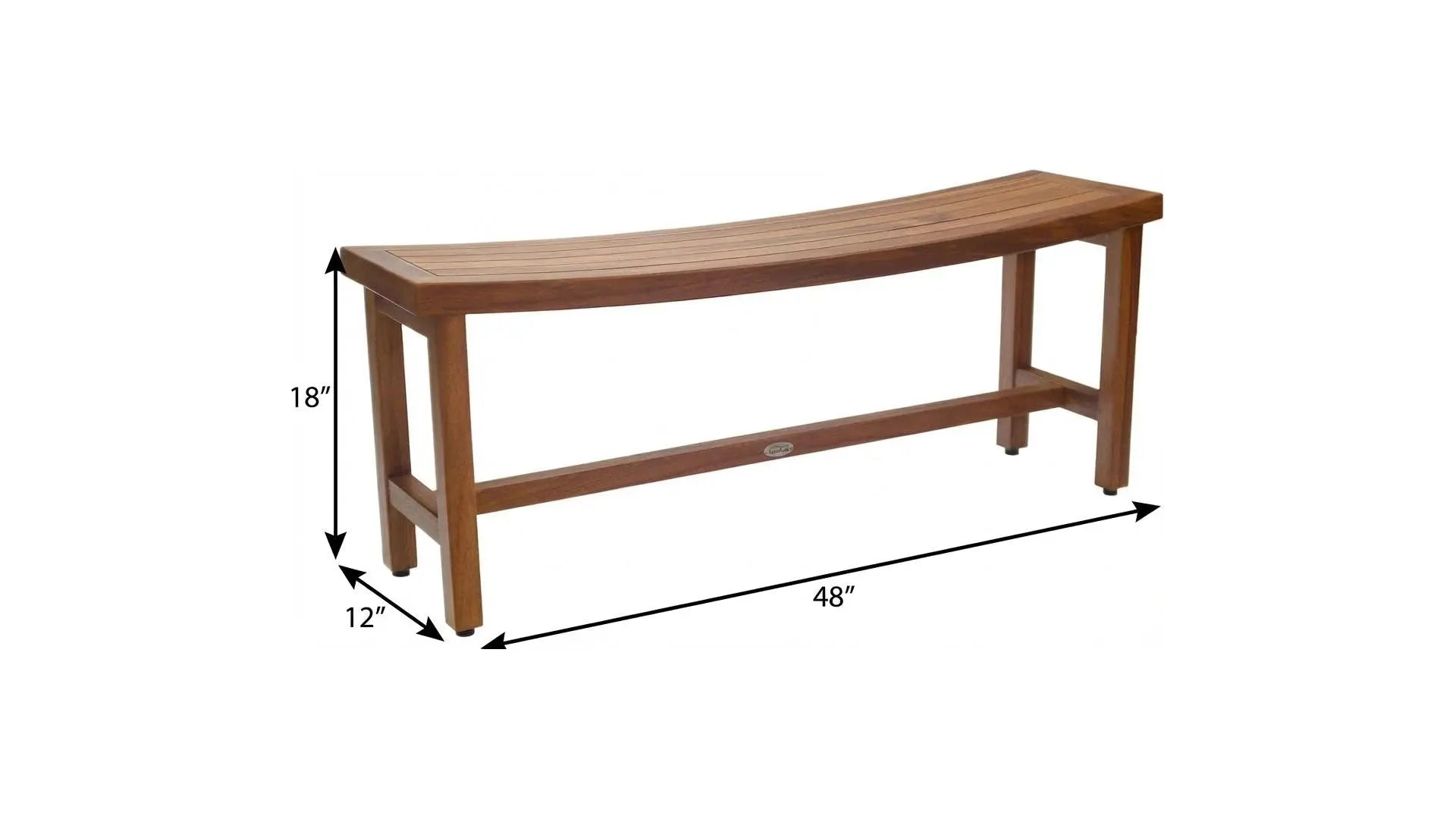 18" X 48" Brown Teak Rectangular Shower Bench Homeroots Bed & Bath