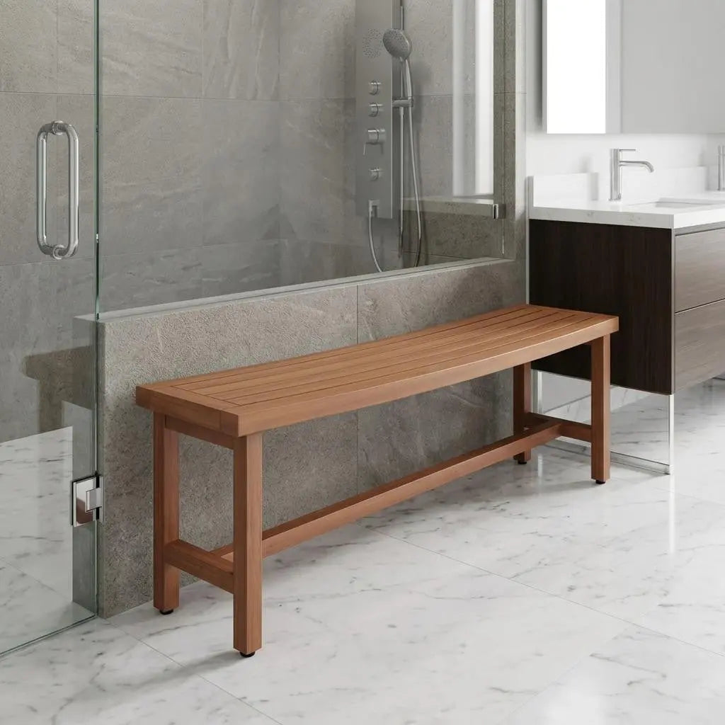 18" X 60" Brown Teak Rectangular Shower Bench Homeroots Bed & Bath