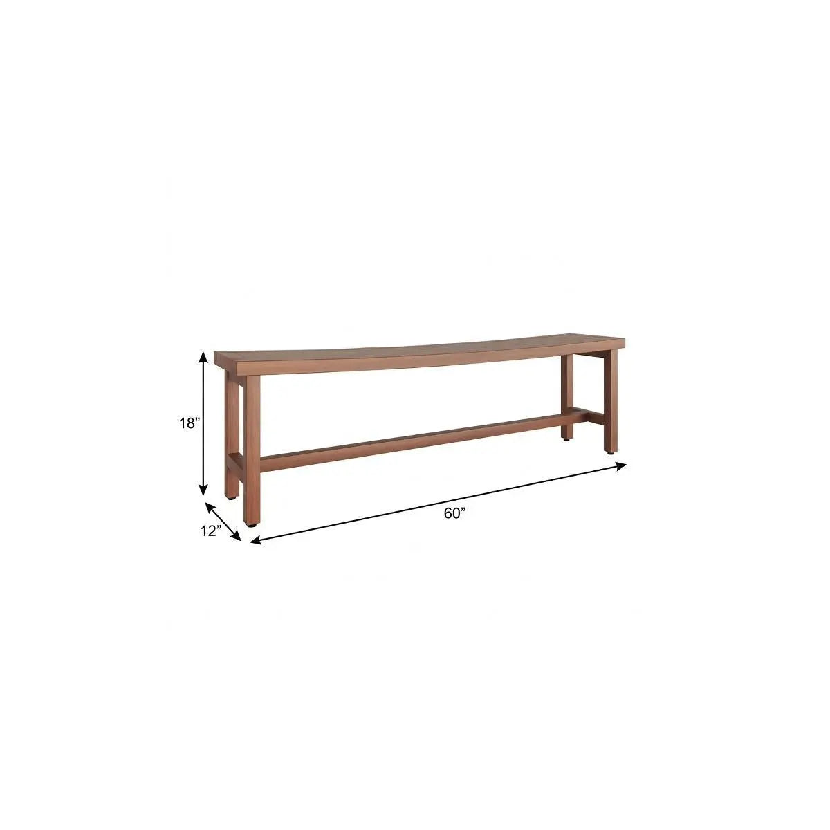 18" X 60" Brown Teak Rectangular Shower Bench Homeroots Bed & Bath