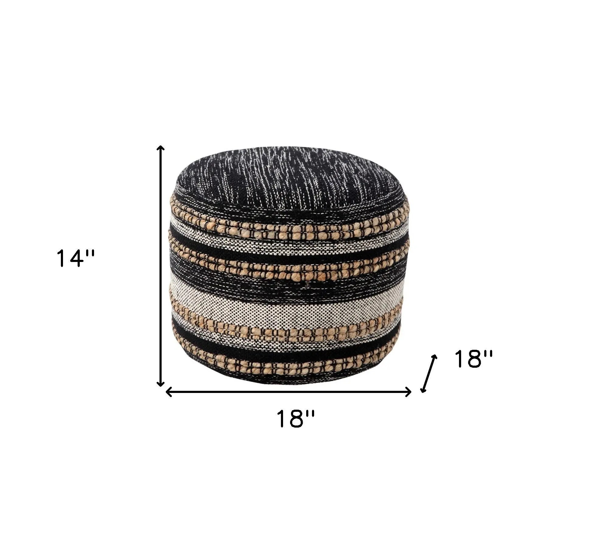 18" x 18" x 14" " Black Pouff Homeroots Living Room