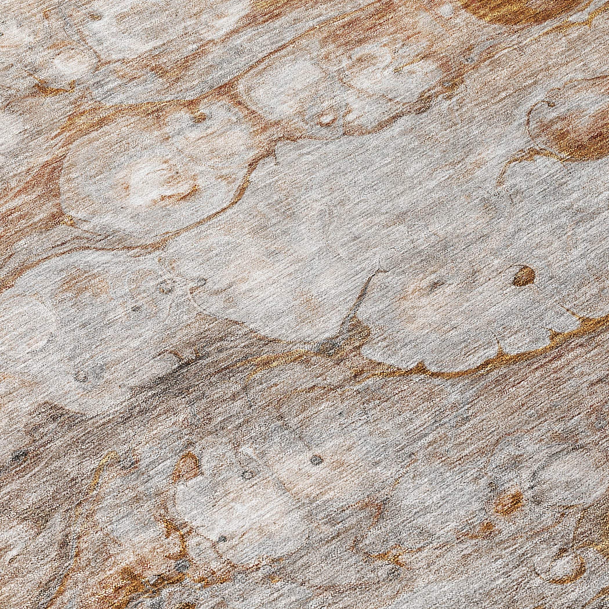 5' X 8' Terra Cotta Gray And Silver Abstract Washable Indoor Outdoor Area Rug - GreatEagleInc