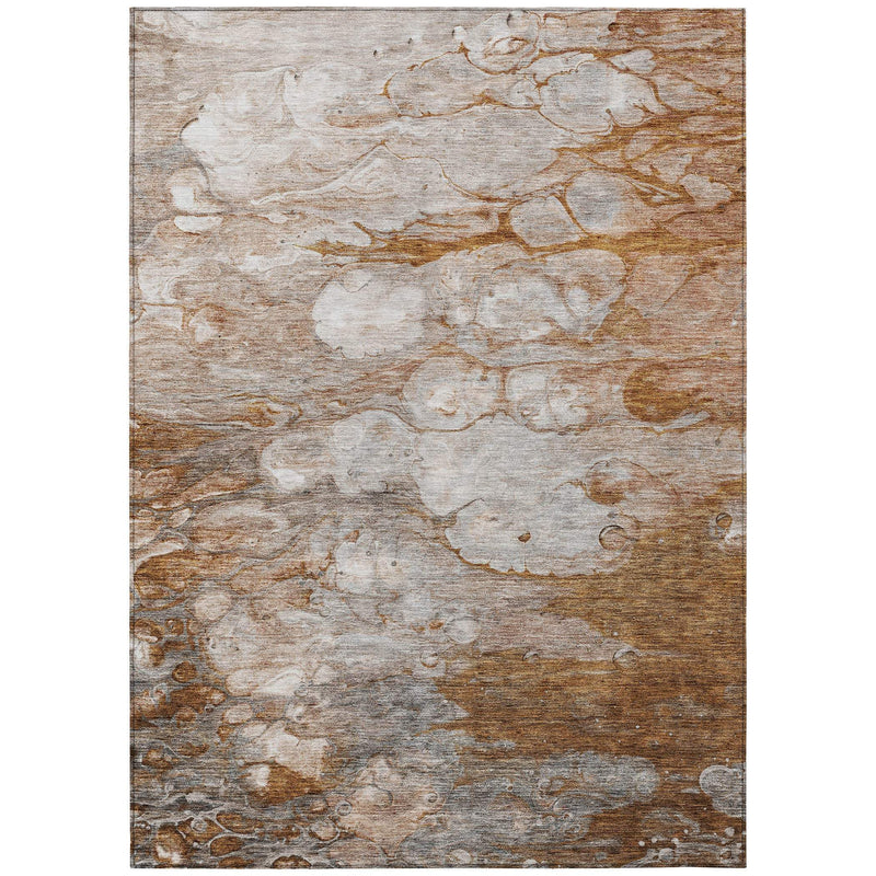 5' X 8' Terra Cotta Gray And Silver Abstract Washable Indoor Outdoor Area Rug - GreatEagleInc
