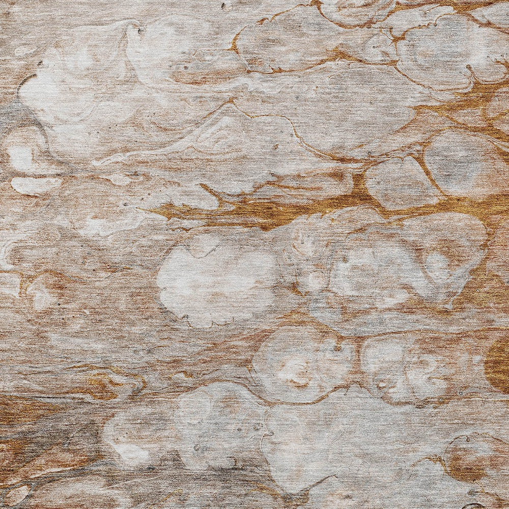 5' X 8' Terra Cotta Gray And Silver Abstract Washable Indoor Outdoor Area Rug - GreatEagleInc