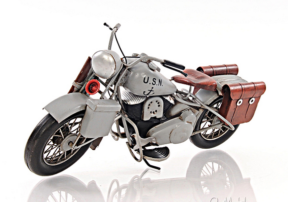 1942 Indian Model 741 Grey Military Motorcycle Model- 1:7 Scale OMH USA