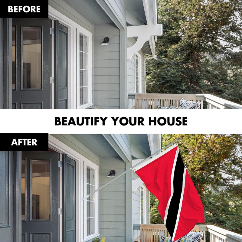 G128 Combo Pack: 6 Ft Tangle Free Aluminum Spinning Flagpole (Silver) & Trinidad and Tobago Flag 3x5 Ft, LiteWeave Pro Series Printed 150D Polyester | Pole with Flag Included G128