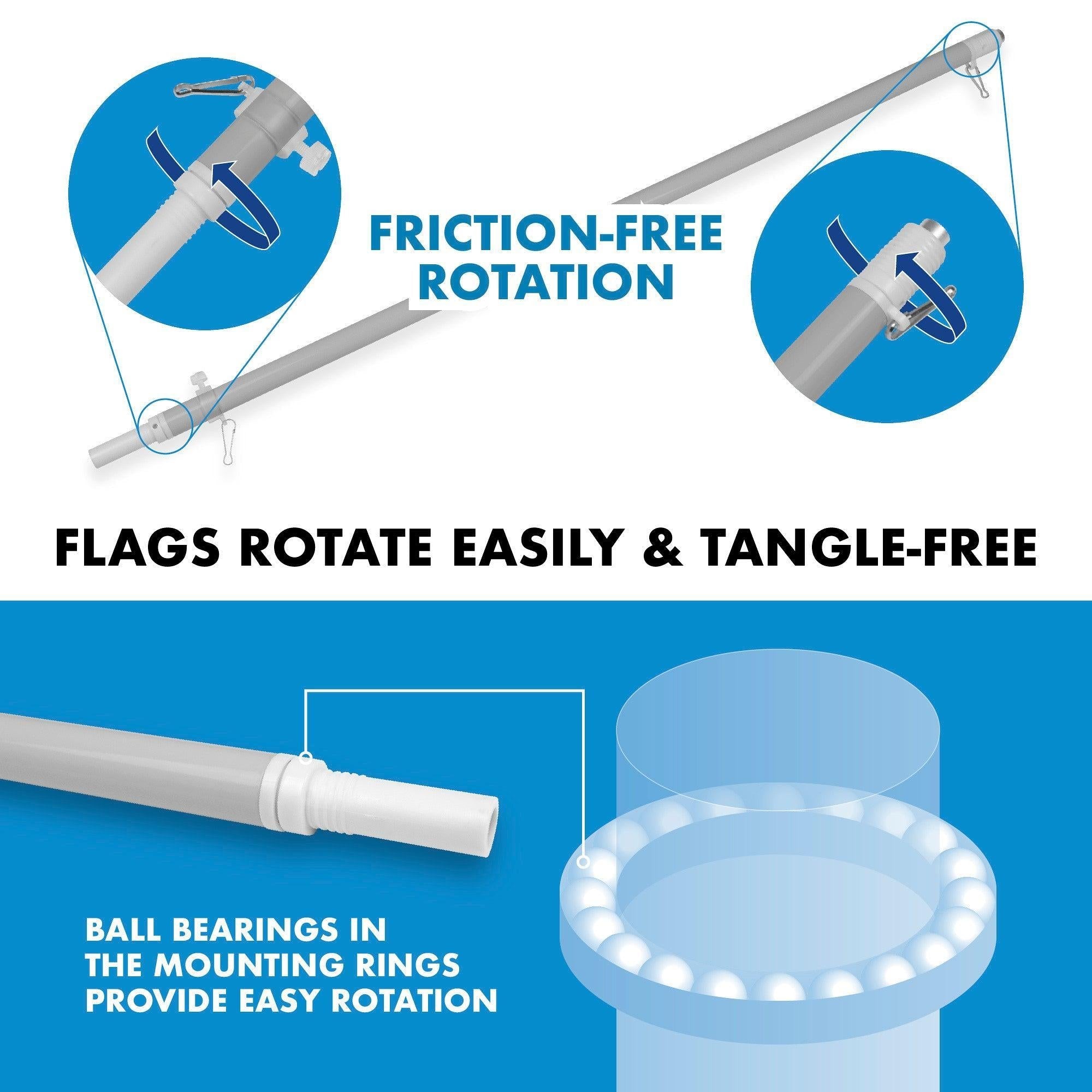 G128 Combo Pack: 6 Ft Tangle Free Aluminum Spinning Flagpole (Silver) & Trinidad and Tobago Flag 3x5 Ft, LiteWeave Pro Series Printed 150D Polyester | Pole with Flag Included G128