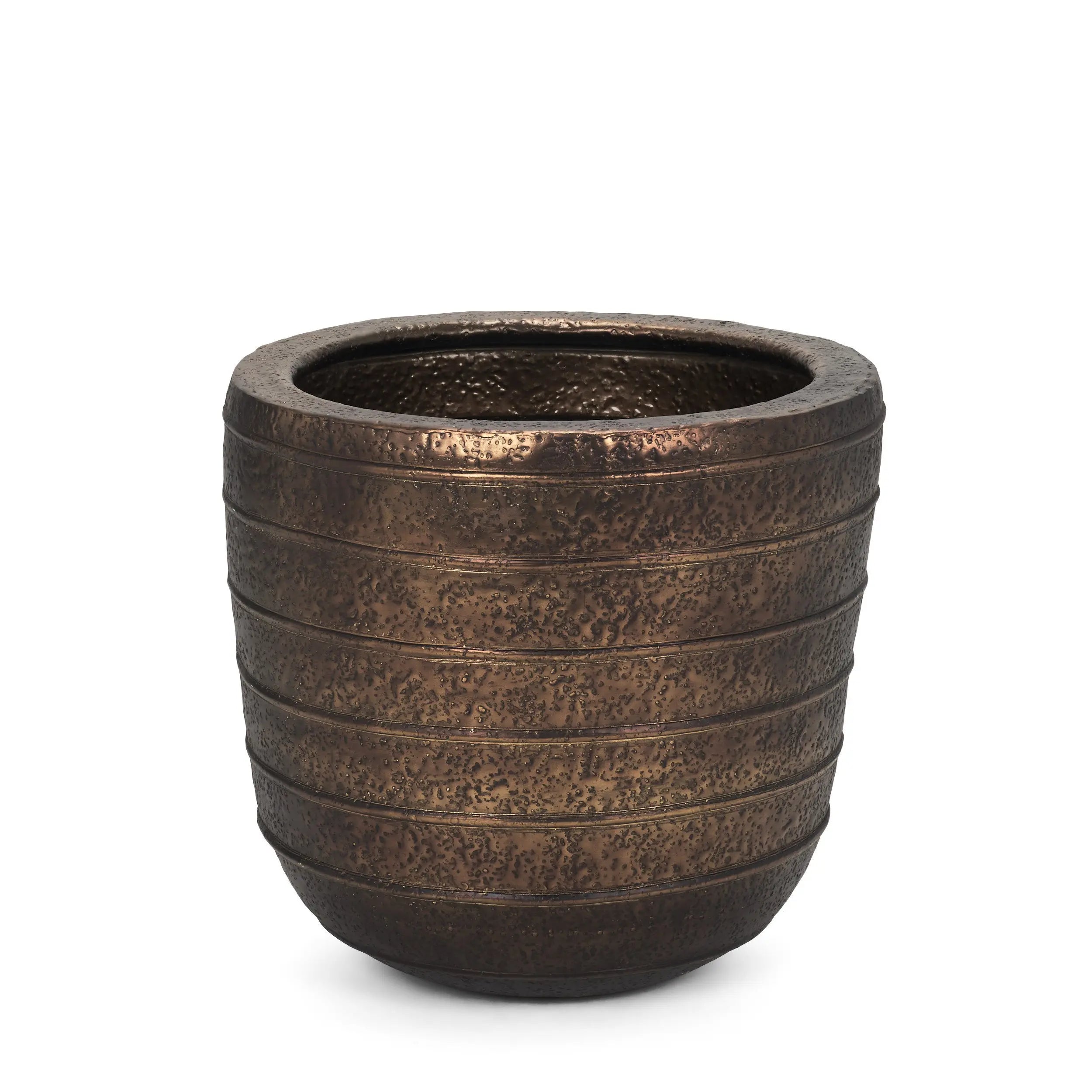 19" Antiqued Brass Metal Round Floor Vase Homeroots Home Decor