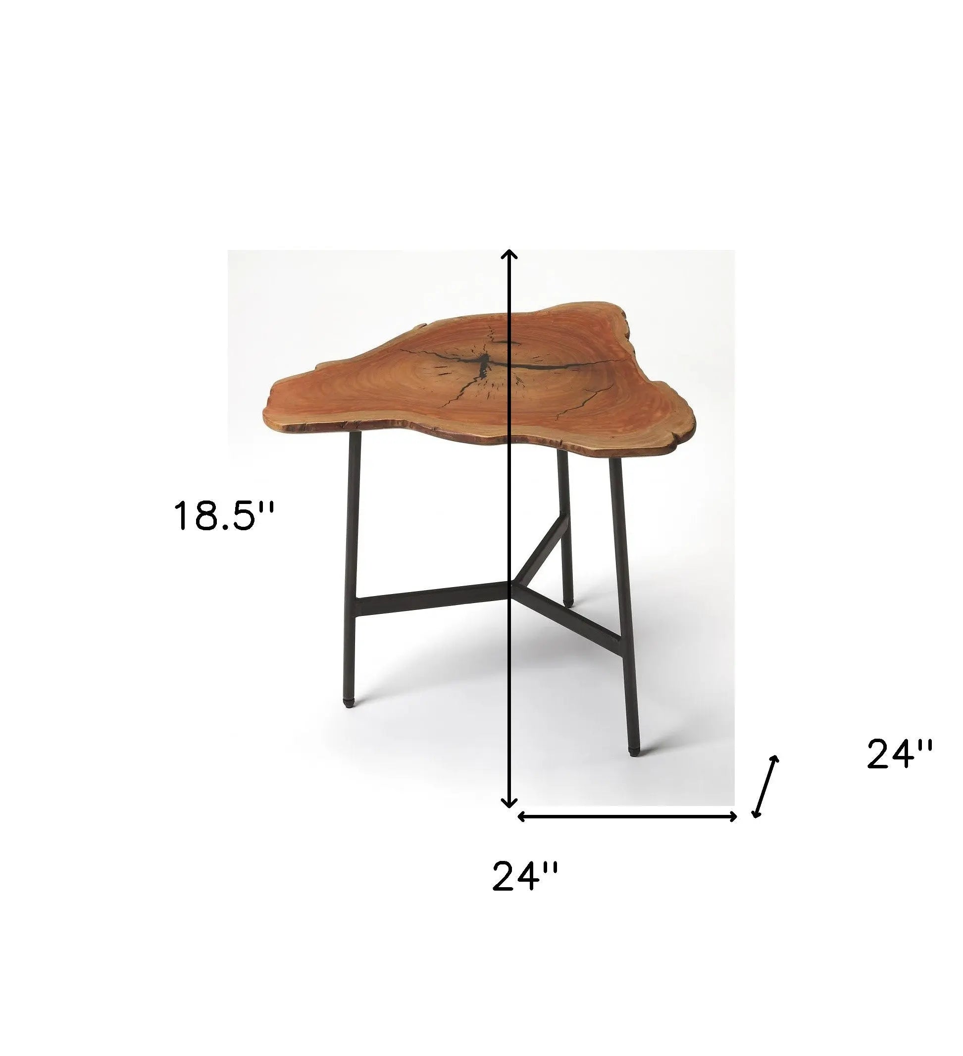 19" Black And Natural Brown Solid Wood Free Form End Table Homeroots Living Room