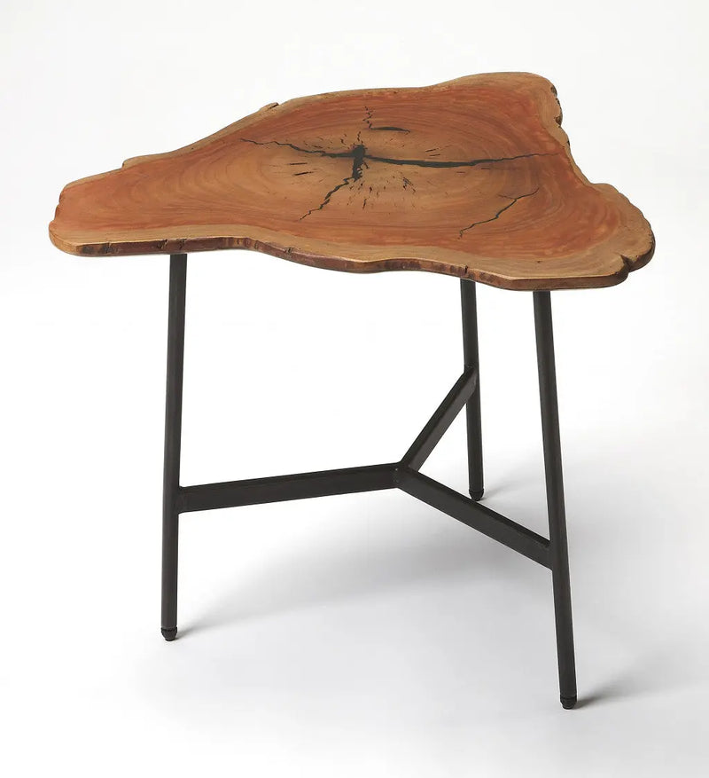 19" Black And Natural Brown Solid Wood Free Form End Table Homeroots Living Room