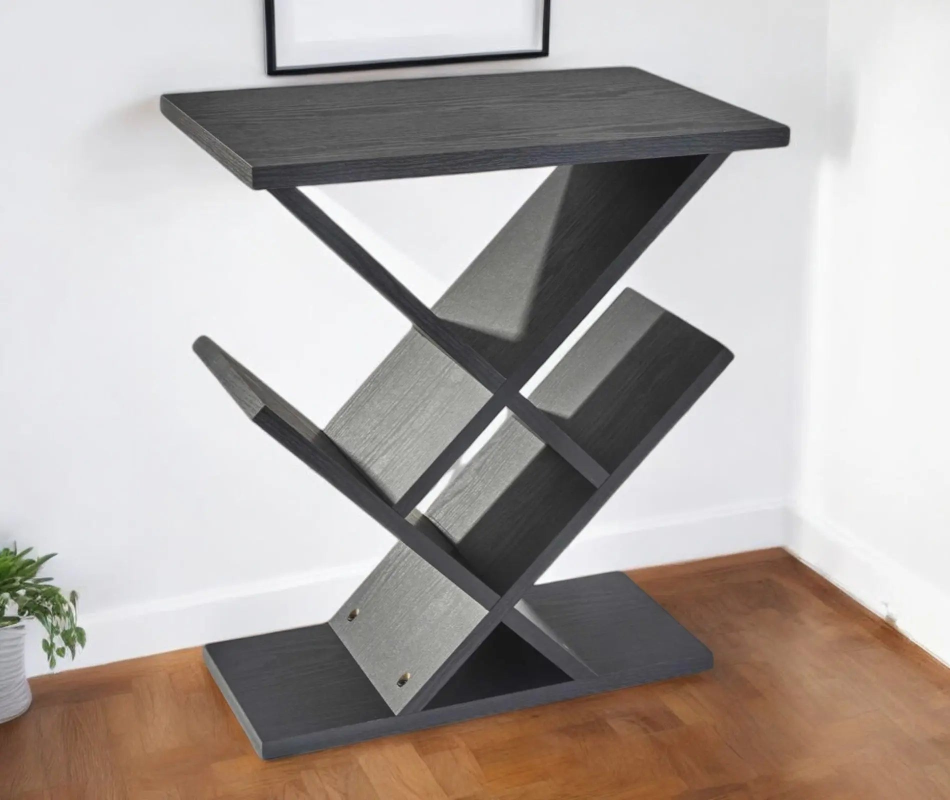 19" Black Solid Wood Pedestal Console Table - GreatEagleInc